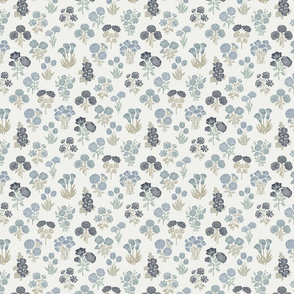 MINI  botanical bloom fabric - boho block print fabric, nursery fabric, baby girl fabric, baby bedding - denim sfx4013