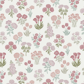 MED botanical bloom fabric - boho block print fabric, nursery fabric, baby girl fabric, baby bedding - clover sfx1718
