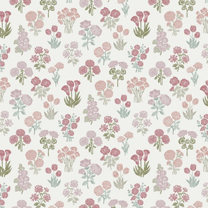 SMALL botanical bloom fabric - boho block print fabric, nursery fabric, baby girl fabric, baby bedding - clover sfx1718