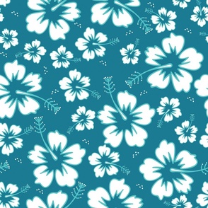 Hibiscus on Teal 