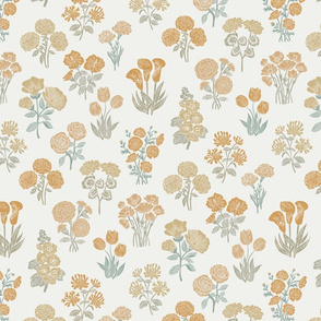 MED botanical bloom fabric - boho block print fabric, nursery fabric, baby girl fabric, baby bedding - oak leaf sfx1144