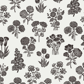 LARGE botanical bloom fabric - boho block print fabric, nursery fabric, baby girl fabric, baby bedding - coffee sfx1111
