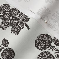 MED botanical bloom fabric - boho block print fabric, nursery fabric, baby girl fabric, baby bedding - coffee sfx1111