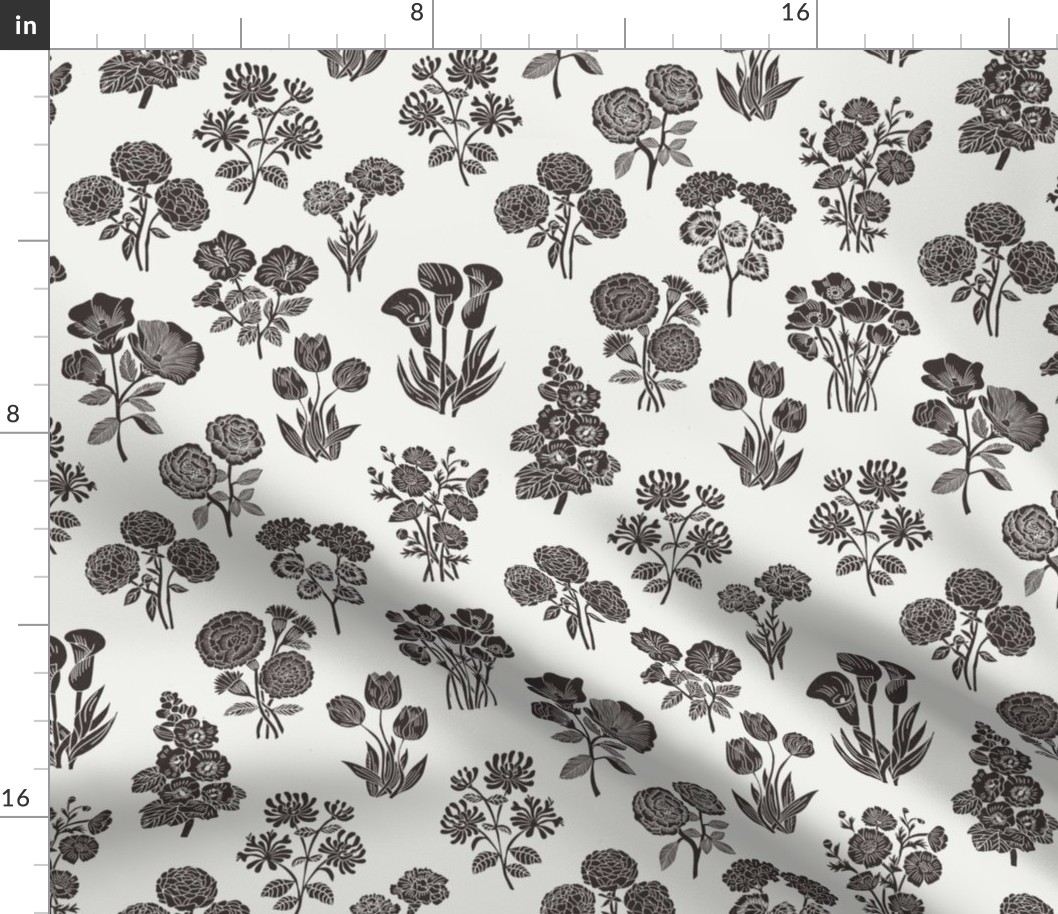 MED botanical bloom fabric - boho block print fabric, nursery fabric, baby girl fabric, baby bedding - coffee sfx1111