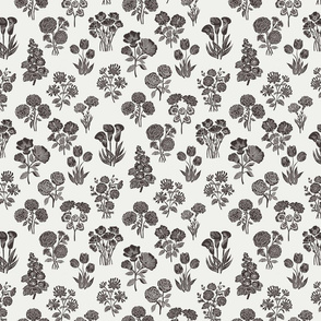 SMALL botanical bloom fabric - boho block print fabric, nursery fabric, baby girl fabric, baby bedding - coffee sfx1111