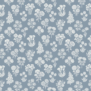 SMALL  botanical bloom fabric - boho block print fabric, nursery fabric, baby girl fabric, baby bedding - denim sfx4013