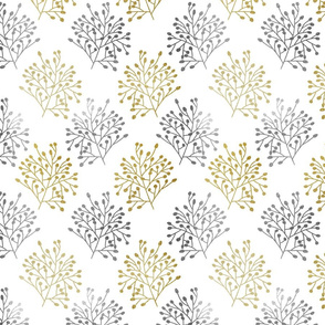 Metallic-Look Berries in Gold and Silver on White