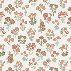 MED botanical bloom fabric - boho block print fabric, nursery fabric, baby girl fabric, baby bedding - sierra 1340