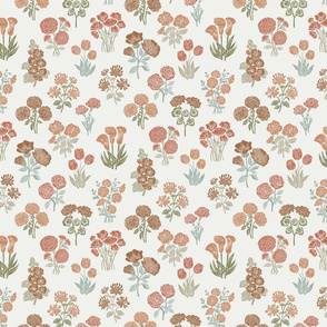SMALL  botanical bloom fabric - boho block print fabric, nursery fabric, baby girl fabric, baby bedding - sierra 1340