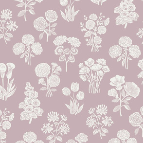 LARGE botanical bloom fabric - boho block print fabric, nursery fabric, baby girl fabric, baby bedding - lilac sfx1905