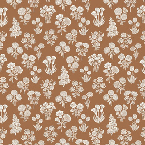  SMALL botanical bloom fabric - boho block print fabric, nursery fabric, baby girl fabric, baby bedding - pecan sfx1336