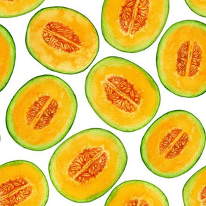 Melon slices watercolor pattern