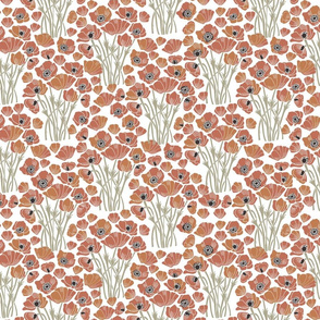 poppies fabric - poppy fabric, floral fabric, florals design apricot sfx1436