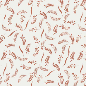 leaves fabric - baby bedding fabric, nursery fabric, hand-drawn leaves, nature, natural parenting - apricot