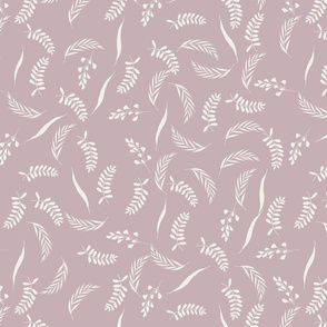 leaves fabric - baby bedding fabric, nursery fabric, hand-drawn leaves, nature, natural parenting -  lilac