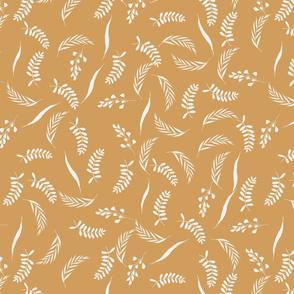 leaves fabric - baby bedding fabric, nursery fabric, hand-drawn leaves, nature, natural parenting -  oak leaf 