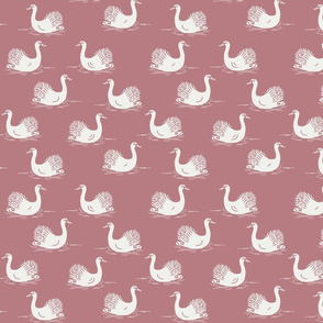 swan fabric - baby girl fabric, muted nursery fabric, baby bedding fabric -  clover sfx1718