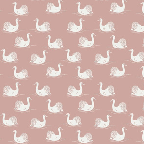 swan fabric - baby girl fabric, muted nursery fabric, baby bedding fabric -  rose sfx1512