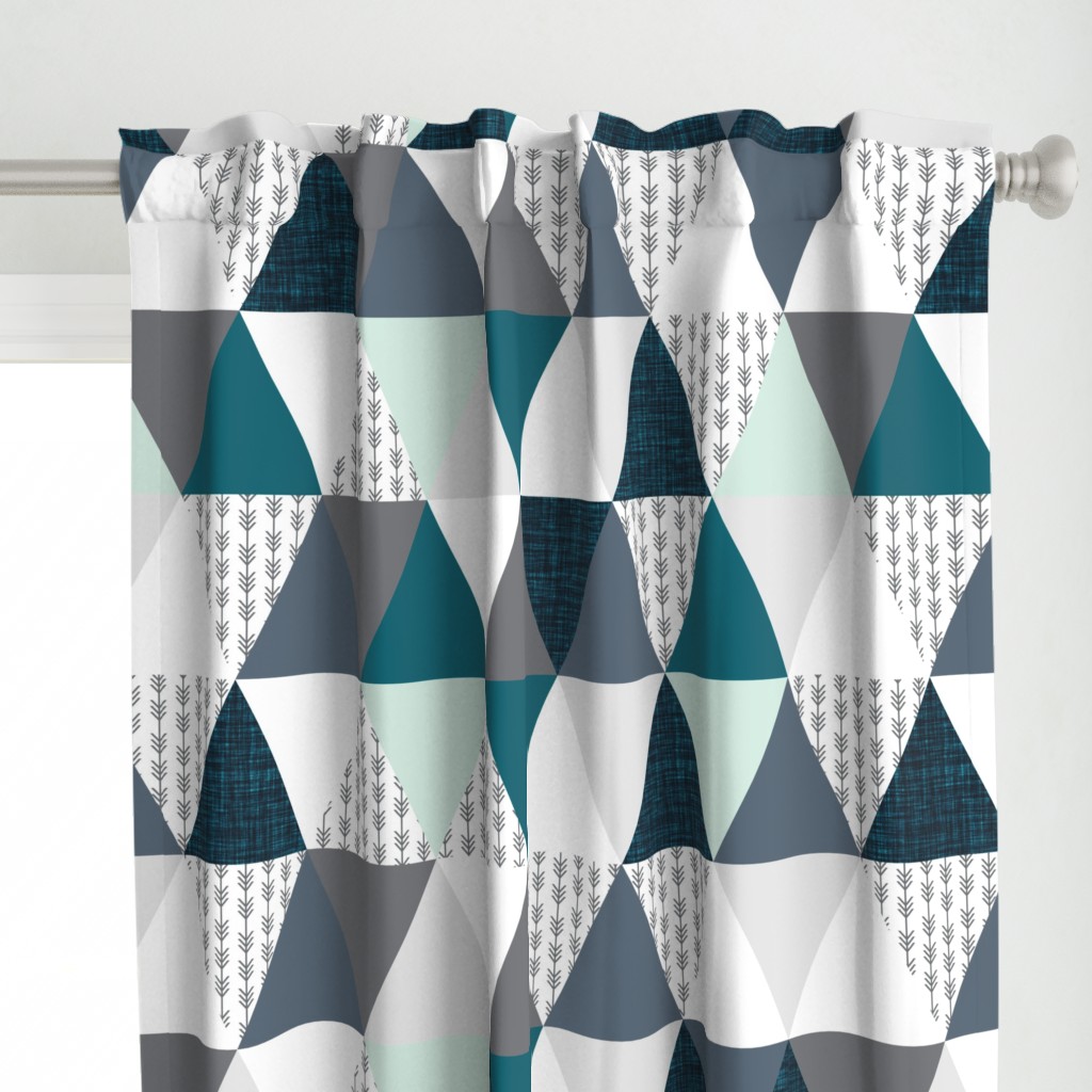 teal, gray, mint, and arrows wholecloth