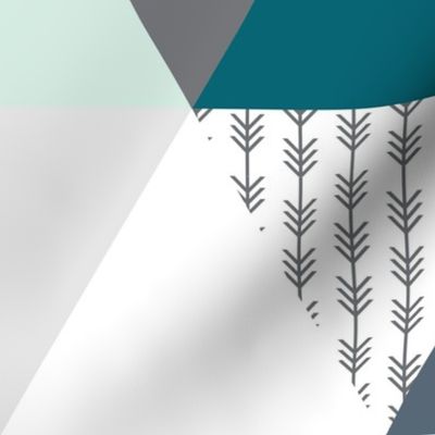 teal, gray, mint, and arrows wholecloth