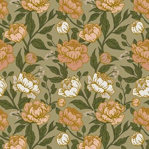 Chintz floral in sage - small