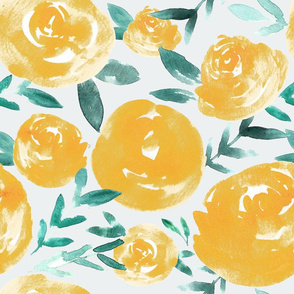 mustard and sage watercolor florals 