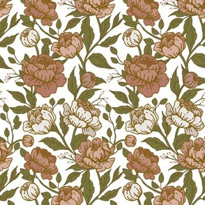 Chintz floral dusty rose on white - Small