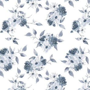 Blue Watercolor Florals