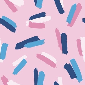 Abstract pink, blue and white paint strokes