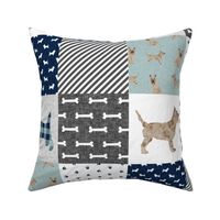 cairn terrier dog quilt, patchwork, cairn terrier cheater quilt - patchwork navy