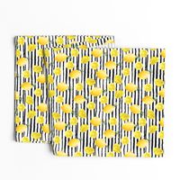 lemon watercolor fabric - watercolor fabric, citrus fruit fabric, lemons fabric, lemon - black