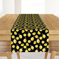 lemon watercolor fabric - watercolor fabric, citrus fruit fabric, lemons fabric, lemon -  black