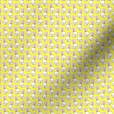 (micro scale) bunnies - spring easter fabric - yellow  C20BS