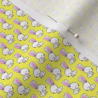 (micro scale) bunnies - spring easter fabric - yellow  C20BS