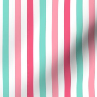 stripes .5 half inch vertical girl dress american toy dolls mary ellen inspired stripe in aqua, pink, dark pink combo