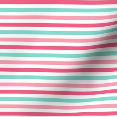 stripes .25 quarter inch horizontal girl dress american toy dolls mary ellen inspired stripe in aqua, pink, dark pink combo