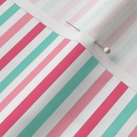 stripes .25 quarter inch horizontal girl dress american toy dolls mary ellen inspired stripe in aqua, pink, dark pink combo