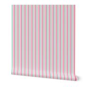 stripes .25 quarter inch vertical girl dress american toy dolls mary ellen inspired stripe in aqua, pink, dark pink combo