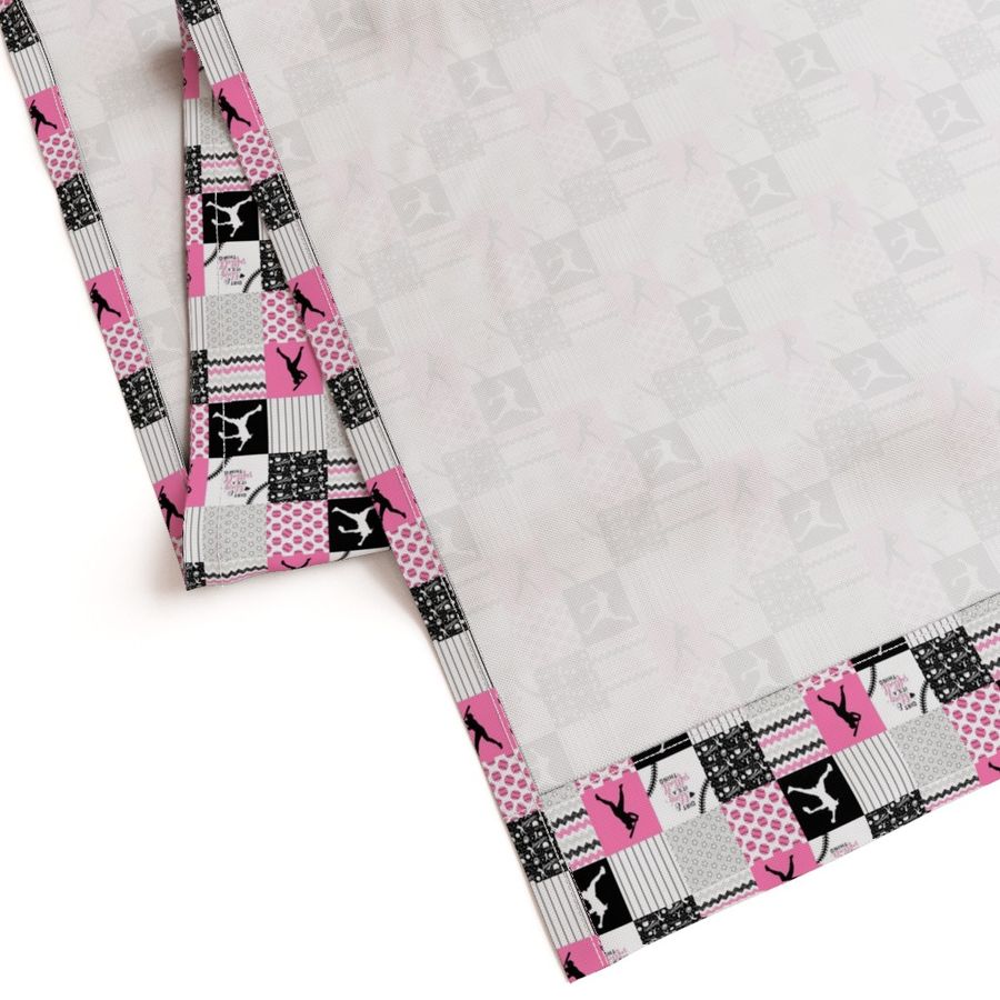 1.5 inch Softball//Dirt & Bling//Pink - Wholecloth Cheater Quilt 