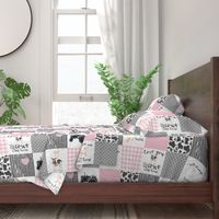 Farm//Love you till the cows come home//I will always love ewe//Pink - wholecloth cheater quilt - Rotated