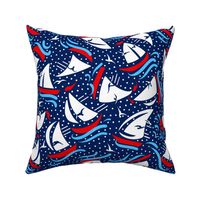 Ditsy Sailboat Regatta | Large | Red + White + Blue