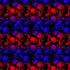 Skull red blue ombre