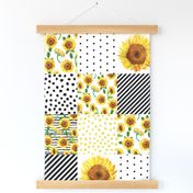 sunflower quilt - 6" squares nursery baby girl sunflowers, cheater quilt fabric, sunflower quilt fabric, floral quilt