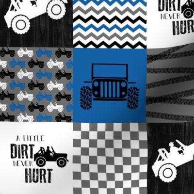 3 inch Jeep//Blue - Wholecloth Cheater Quilt