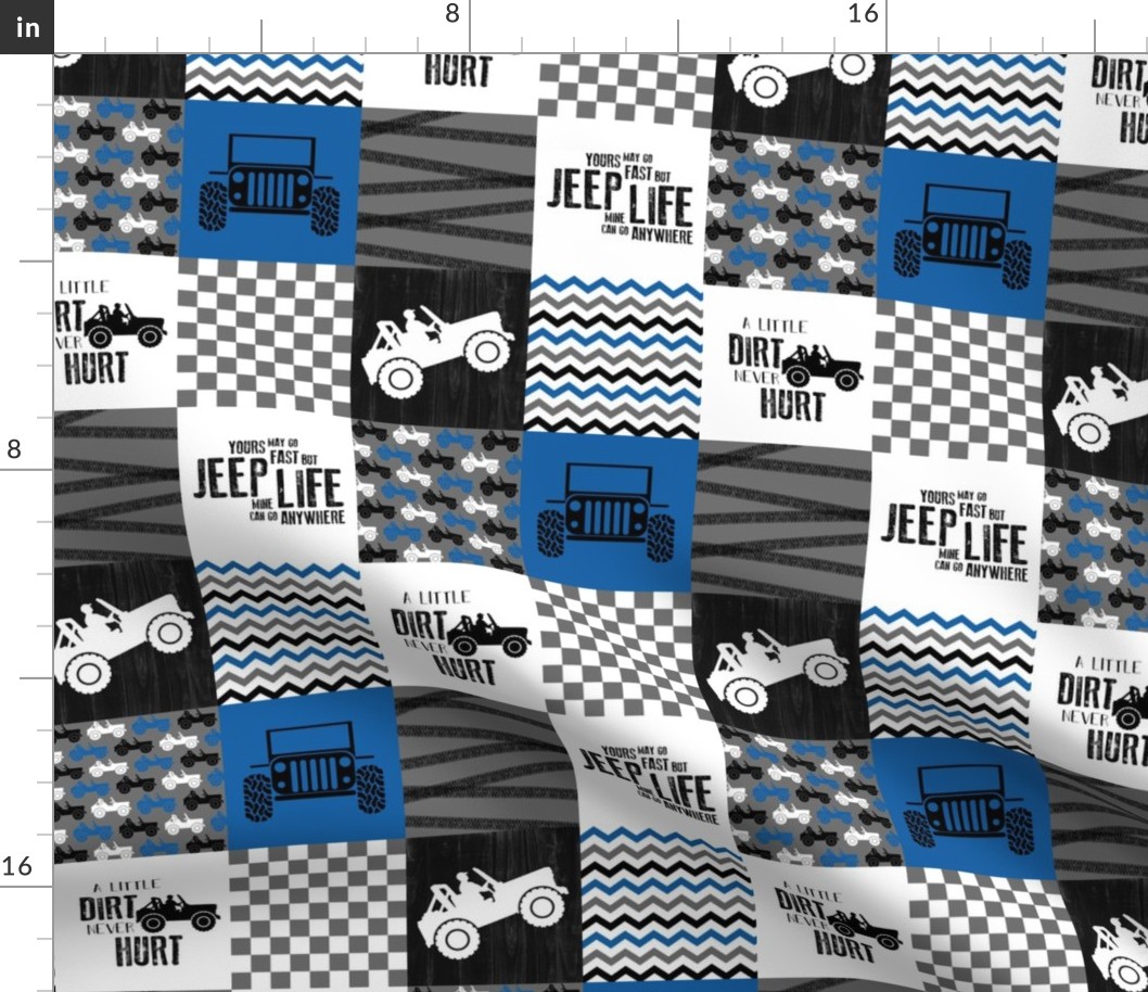 3 inch Jeep//Blue - Wholecloth Cheater Quilt