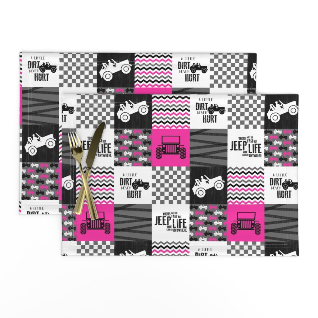 3 inch Jeep//Hot Pink - Wholecloth Cheater Quilt