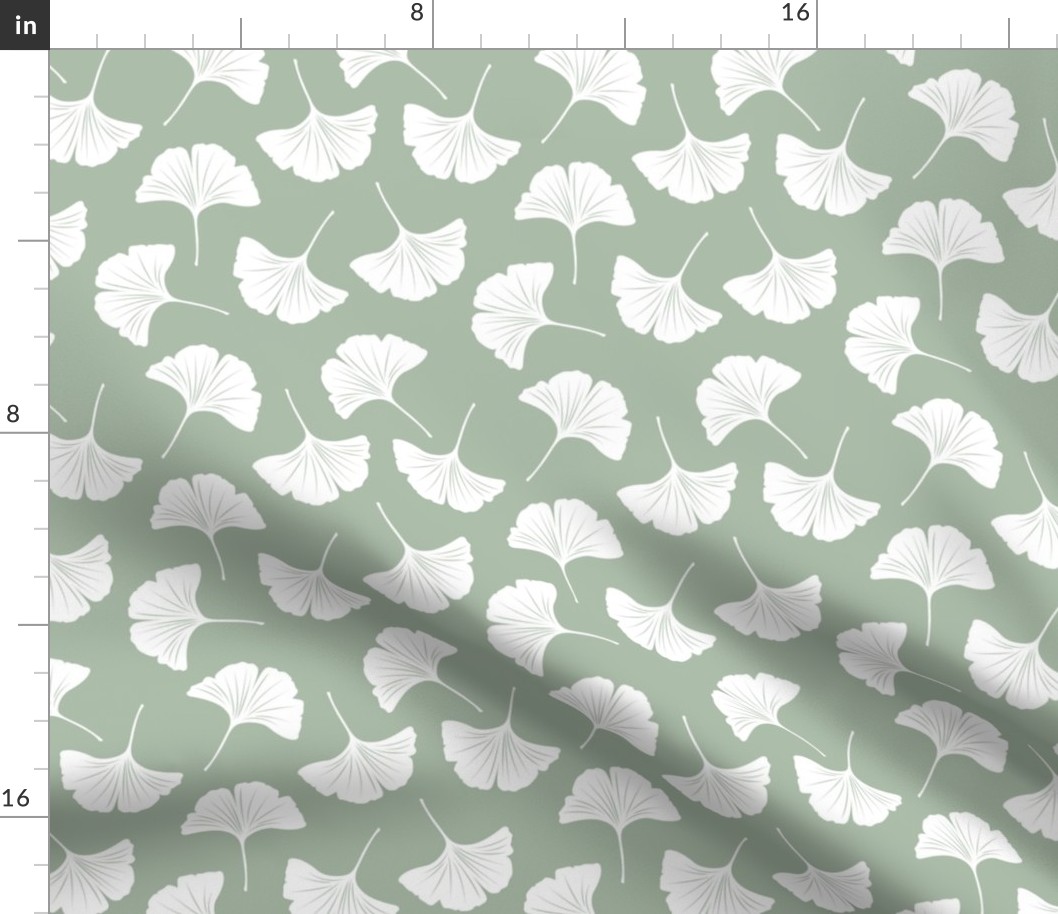 Minimal love ginkgo leaf garden japanese botanical spring leaves soft neutral nursery sage green