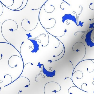 Italina Inspired Blue Floral Vines & Swirls