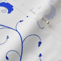 Italina Inspired Blue Floral Vines & Swirls