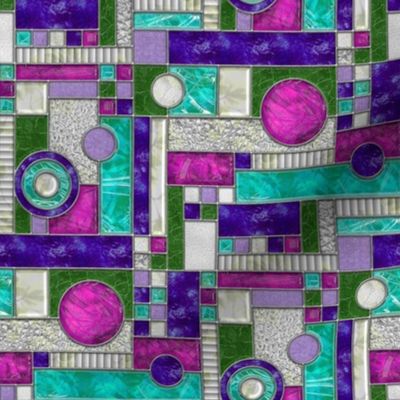 Stained Glass Window Color Blocking    ~ Pink Purple Teal sml 